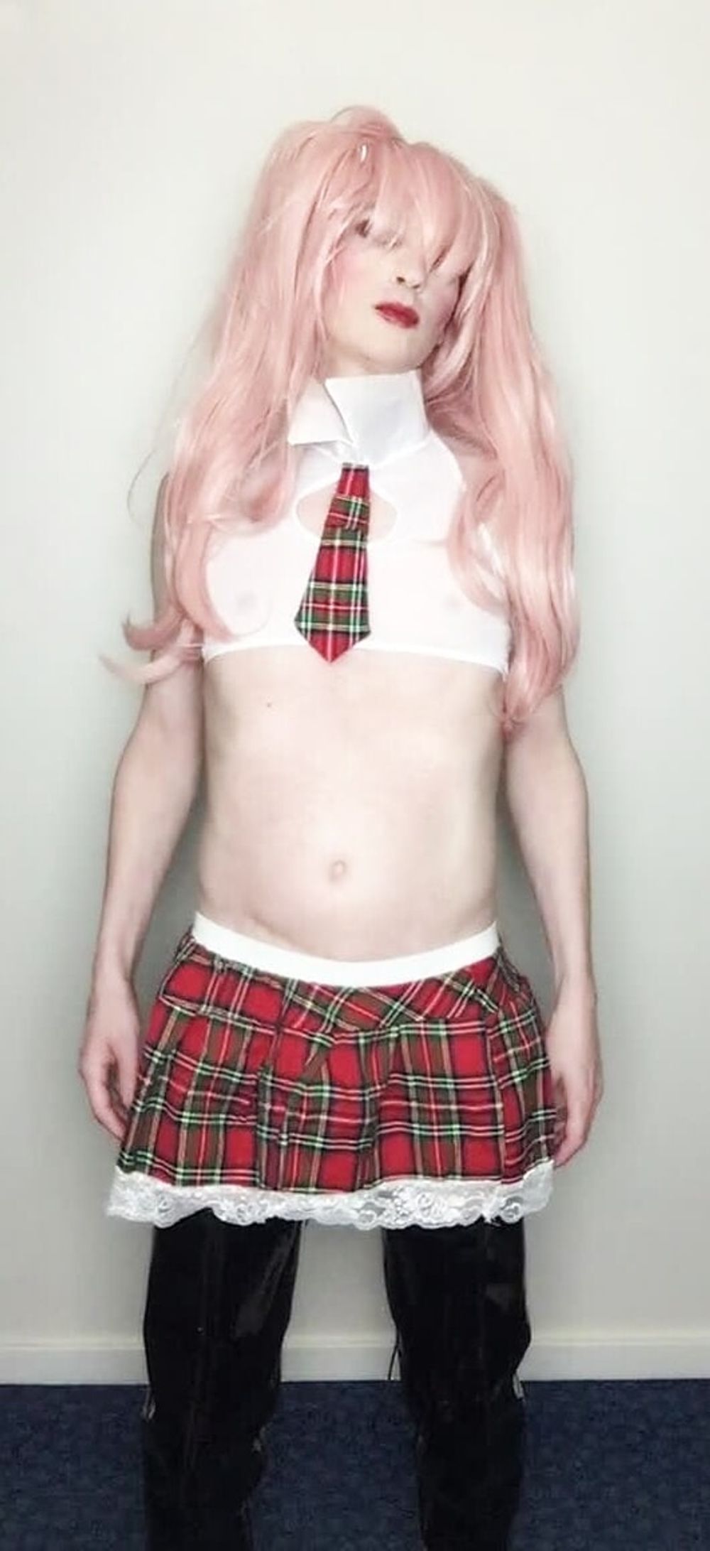 Sissy Crossdresser Schoolgurl Posing #17