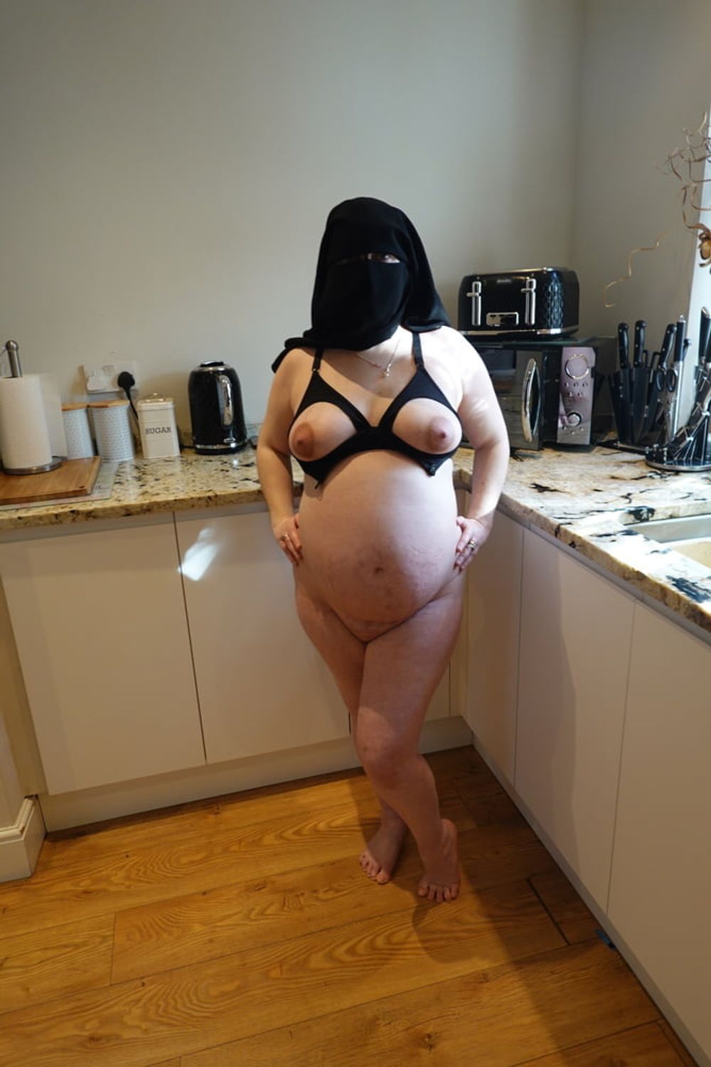 Pregnant Wife in Muslim Niqab and Nursing Bra #28