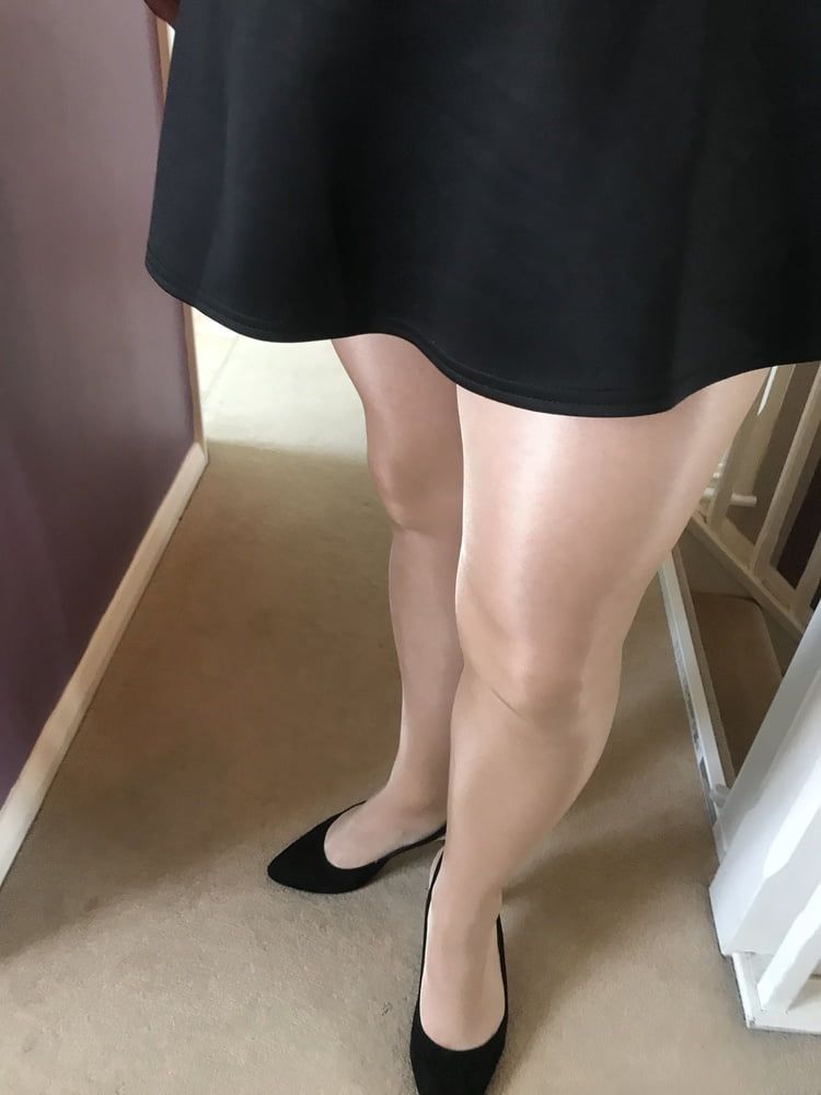 Short skirt & shiny Tan colour Tights #46