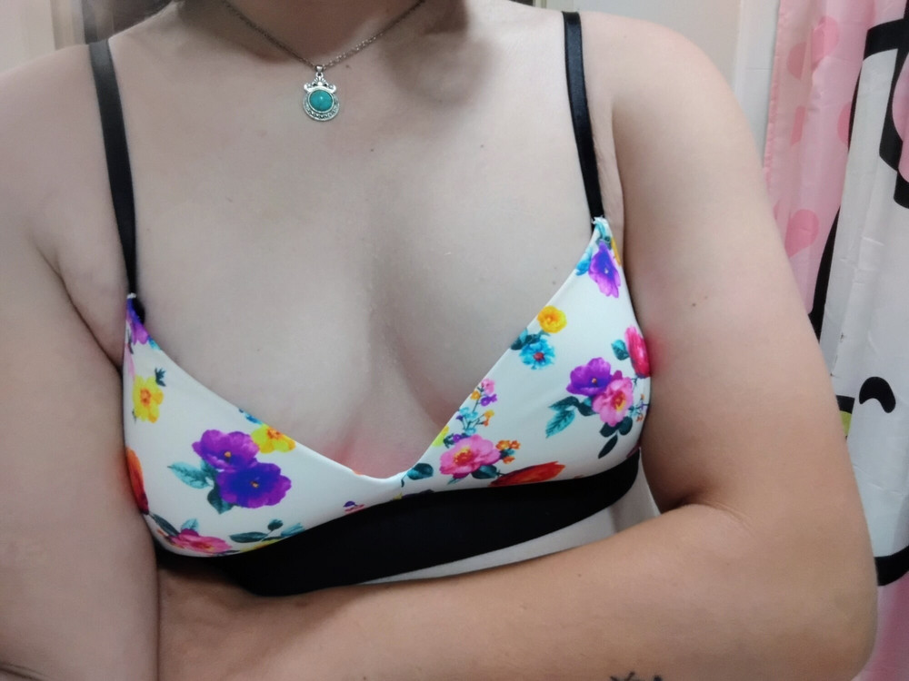  White Floral bra  #2