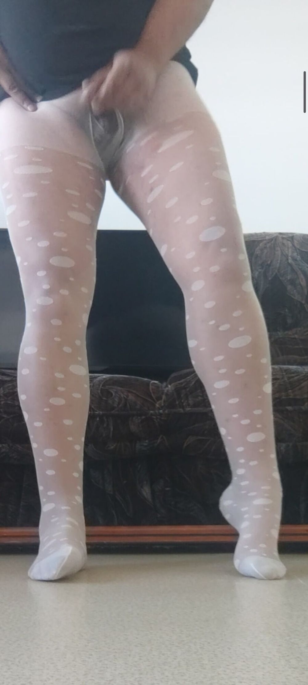 Polka dots white pantyhose #13