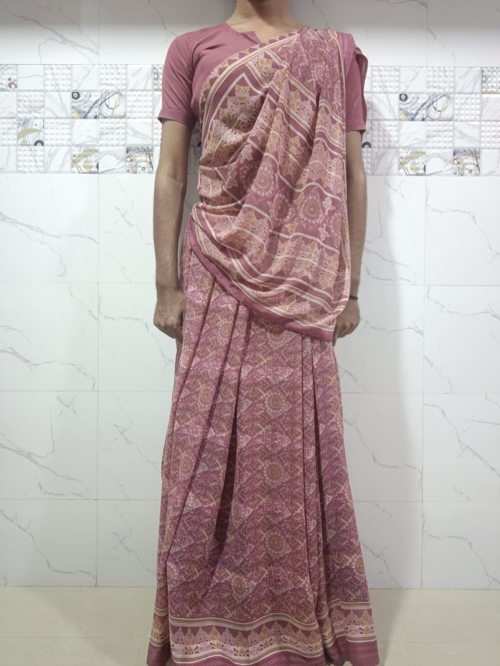 Wear skin colour saree #11