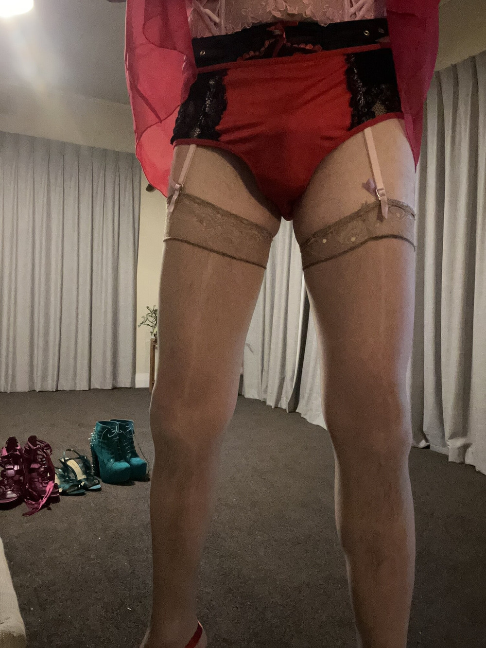 Stunning red lingerie and matching high heels  #9
