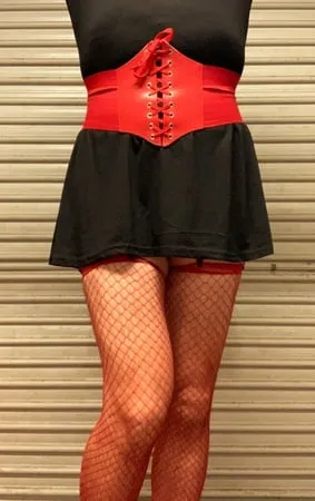 kerry in red fishnets         