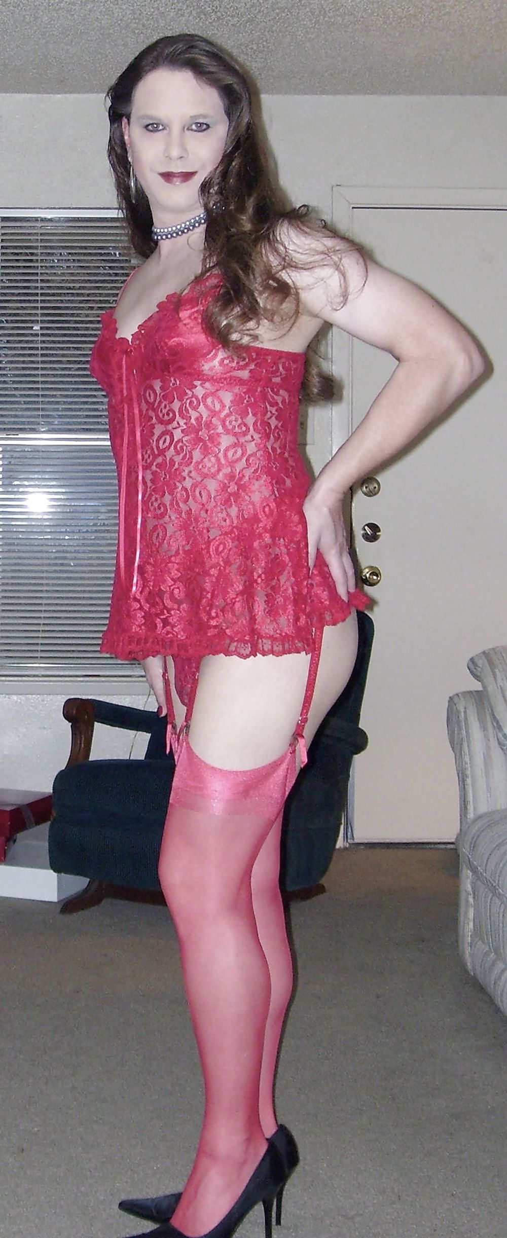 Joanie - Red Lace Babydolls #6