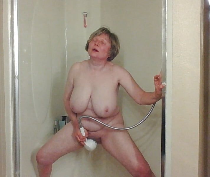 Mature MarieRocks tests a new shower sex toy #17