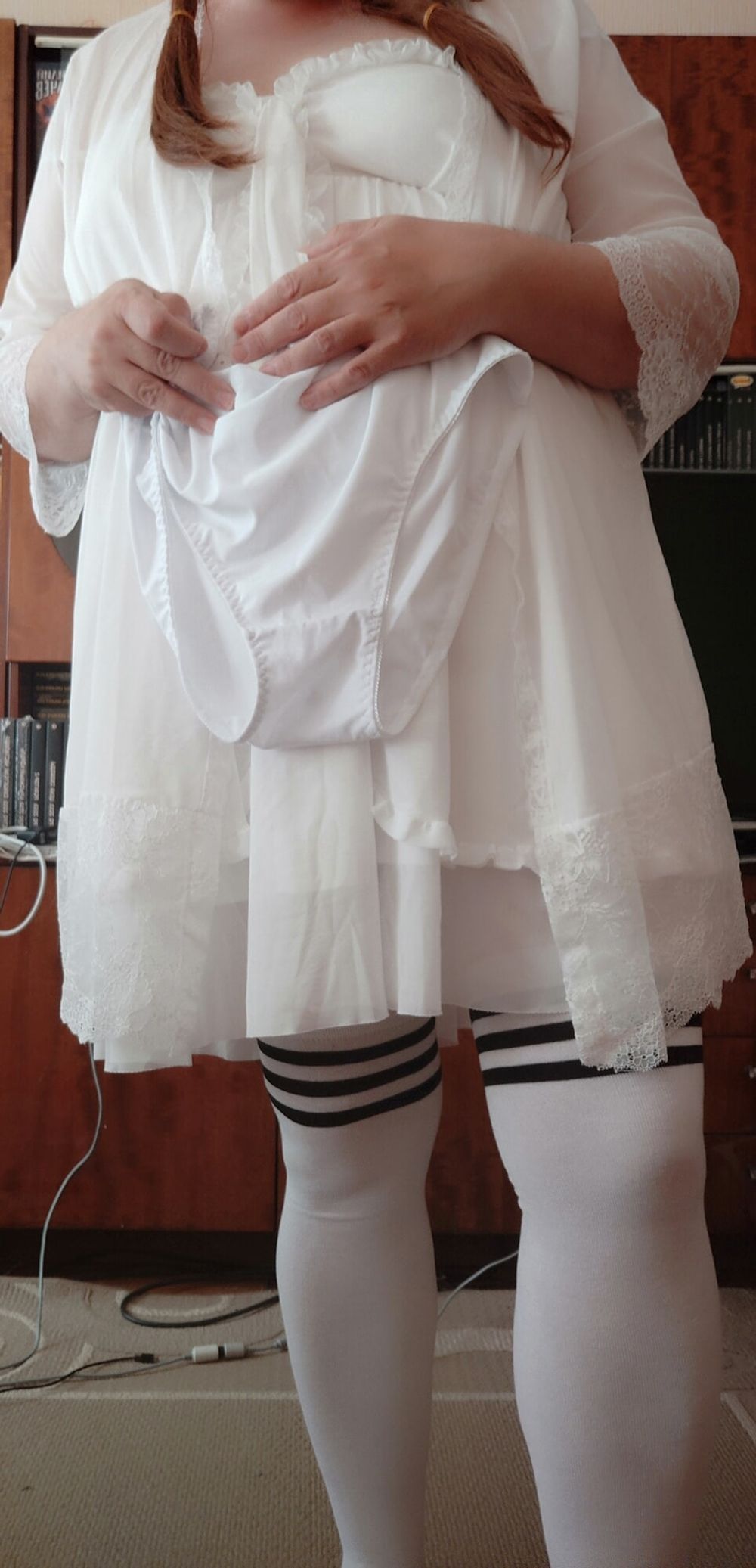 Sissy Aleksa posing in new white underwears  #53