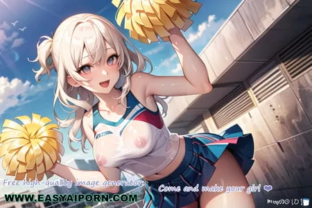 hot anime cheerleader motivating you transparent cloth         