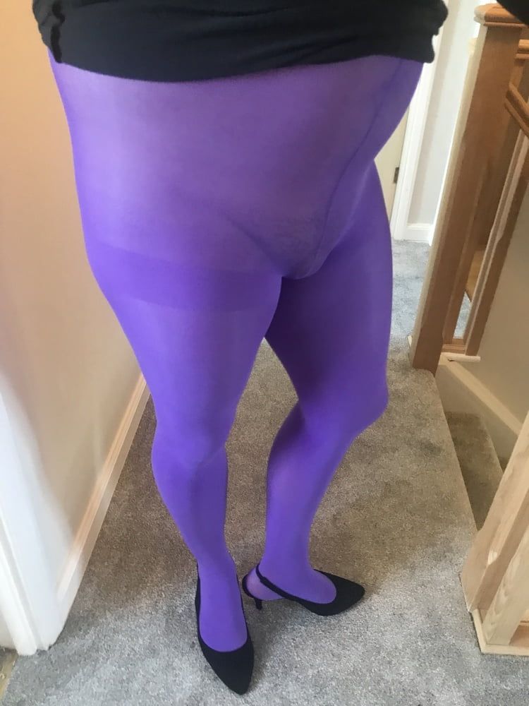 Wearing Purple tights pantyhose #23