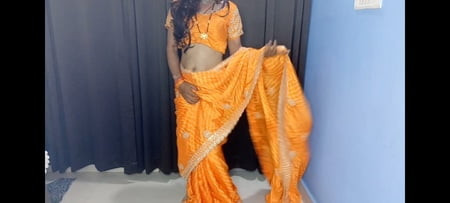 Stepmom satin saree and hot bra panty 