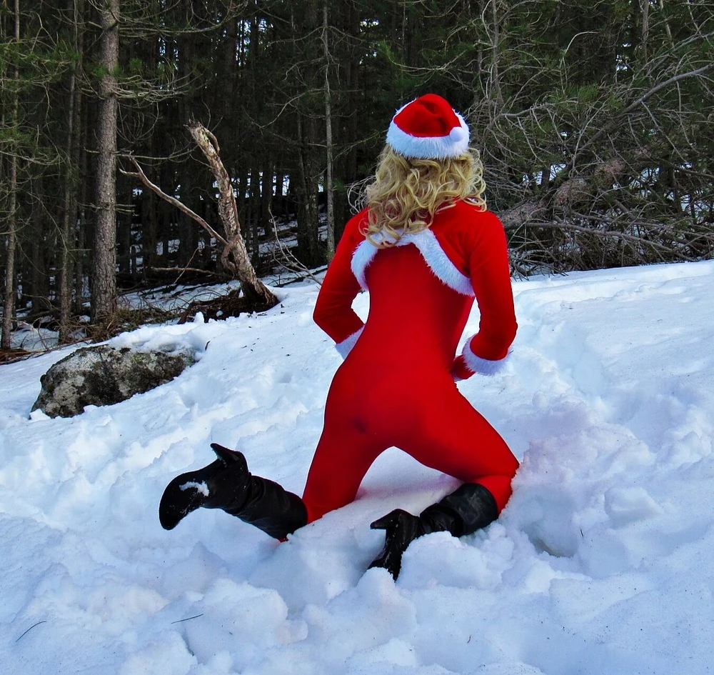 Shy snowflake shows off her ass in stockings. #43