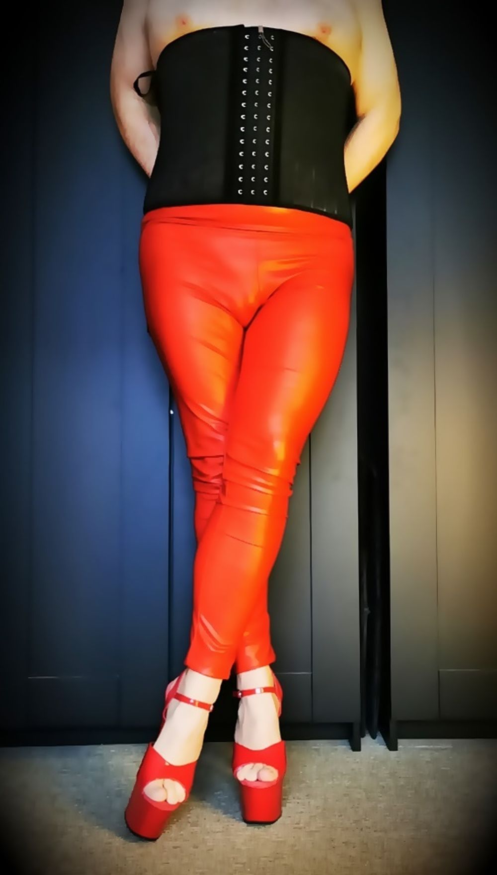 Red Leggings &amp; Red Pleaser Heels #2