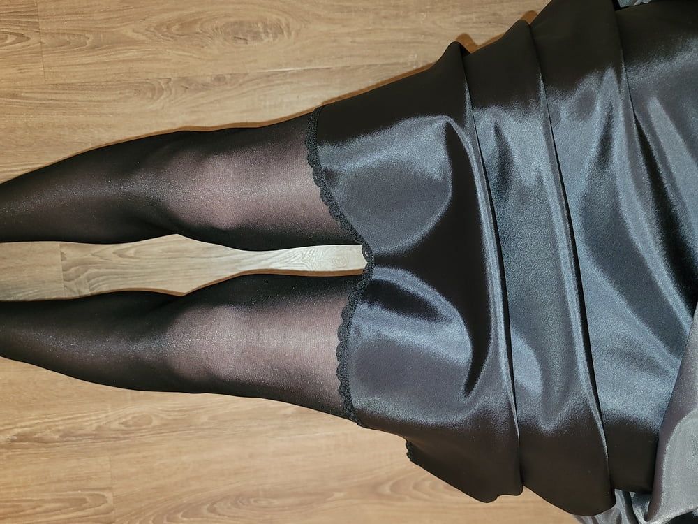 Grey Pencil Skirt with black silky half slip #37