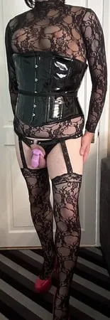 lacy rose in bodystocking locked chastity         