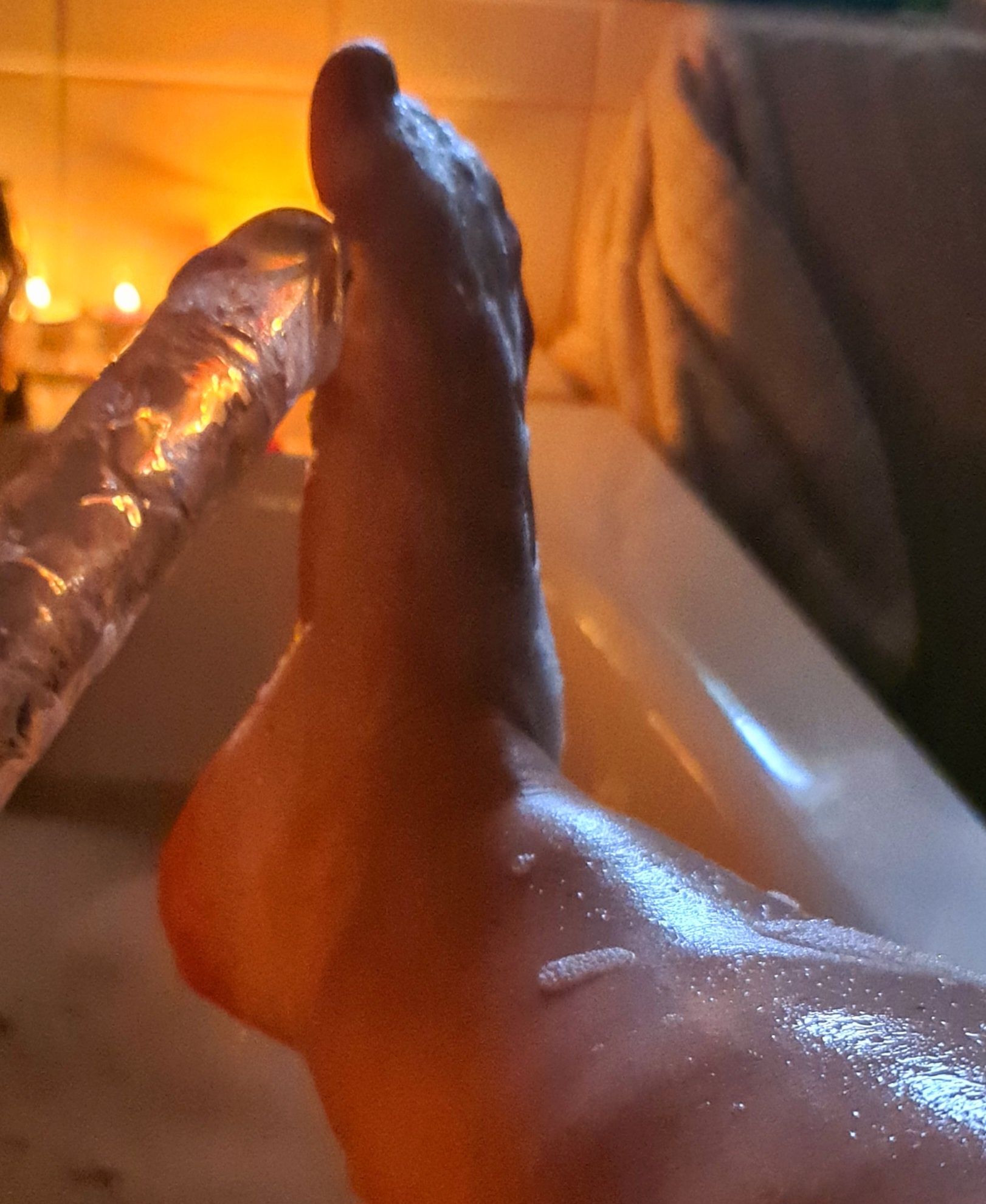 Foot and sextoy . Bathtime