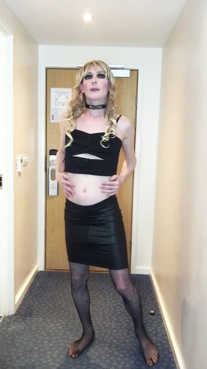 Sissy Crossdresser In Black Slut Outfit Posing  #50