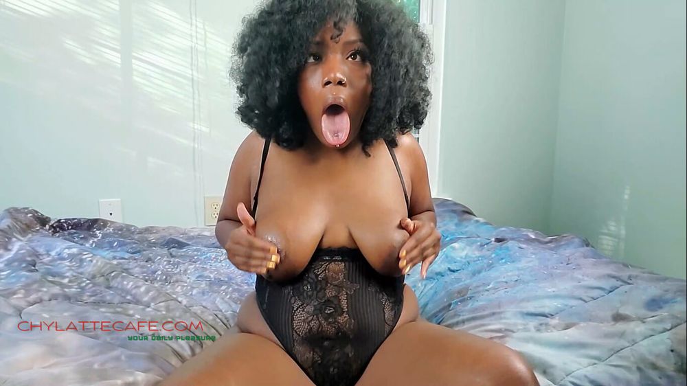 SEXY CHY LATTE EBONY BIG MILF BOOBS ARE COVERED IN SPIT AHEG #14