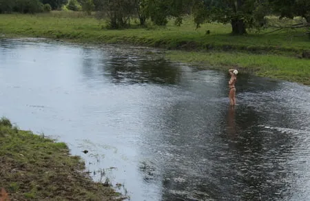 nude in rivers water         