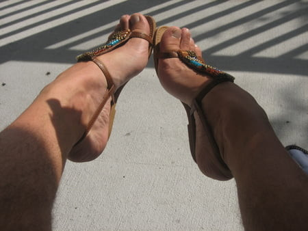 Outside Wearing Pretty Sandals 