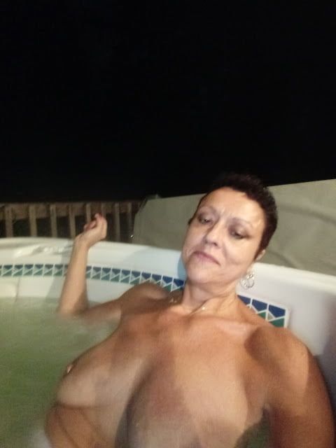 Nighttime hot tub fun #19