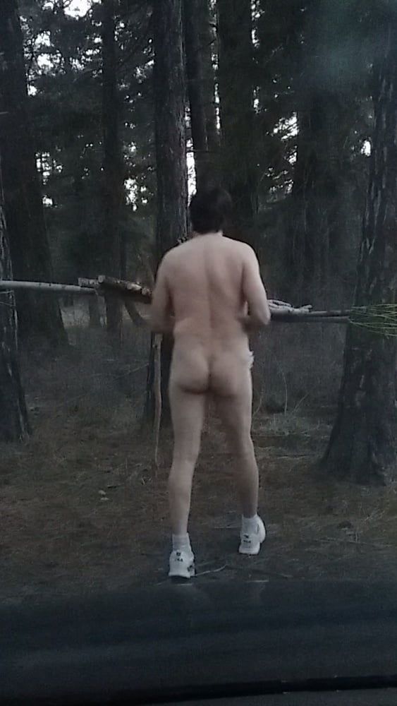 Walking around camp sites nude  #4