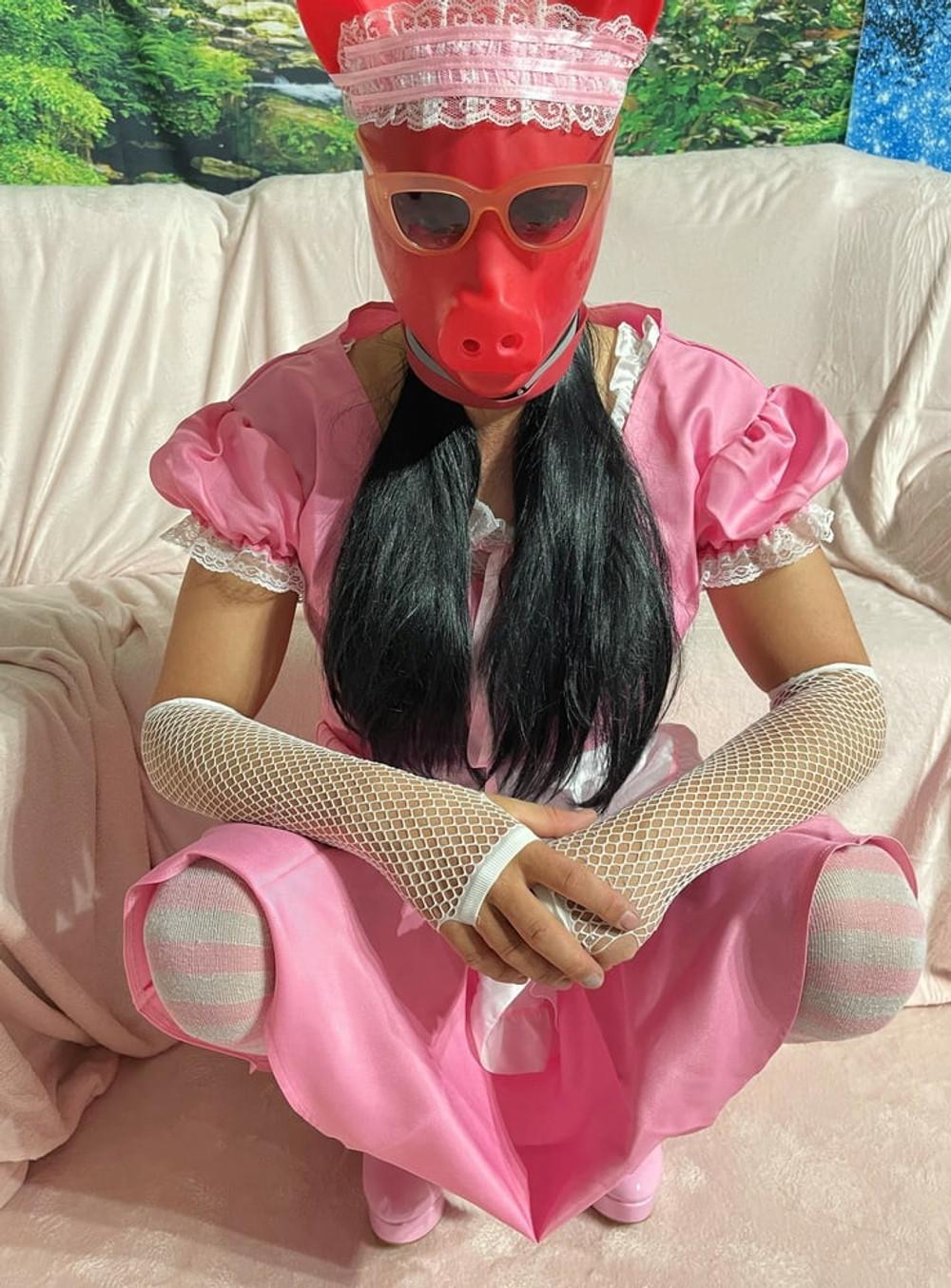 Sissy Wearing A Pink Dress, Heels And Chastity Cage (Pt. 1) #10