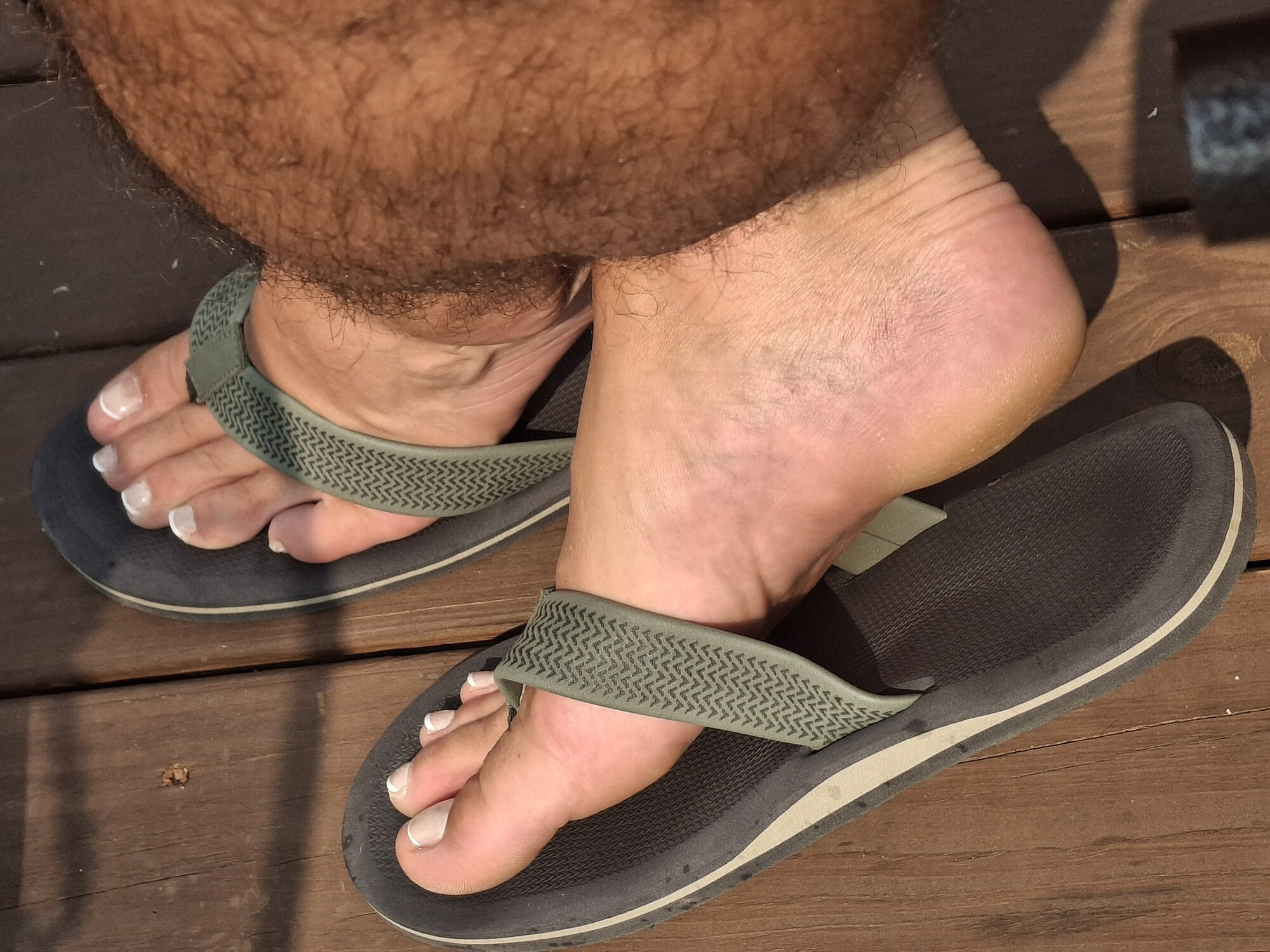 Flip flop feet and French pedicure
