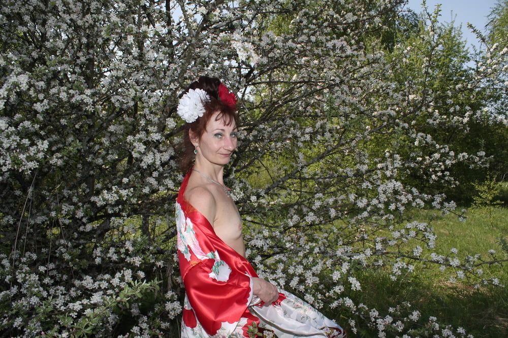 White Flowers Red Dress #22