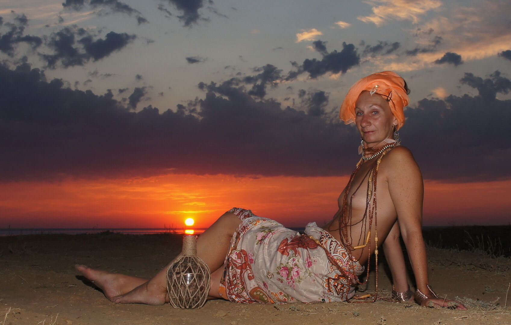 With a jug in the sunsetting sun #39