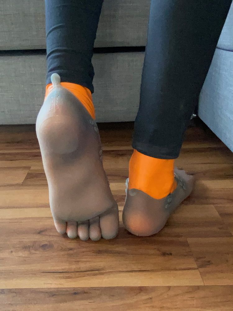 Orange Latex Toe Socks and EvoSkins #18
