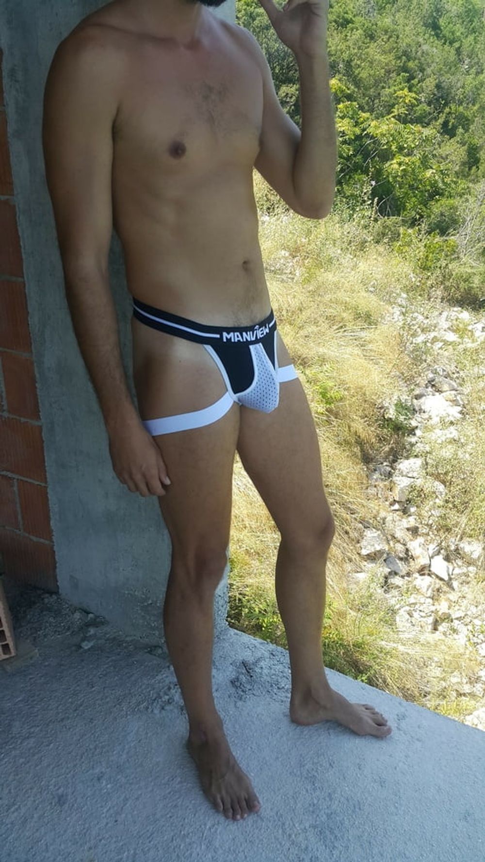 Outdoor bulging in jockstrap  #26