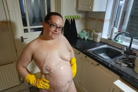 nude messy rubber gloves         