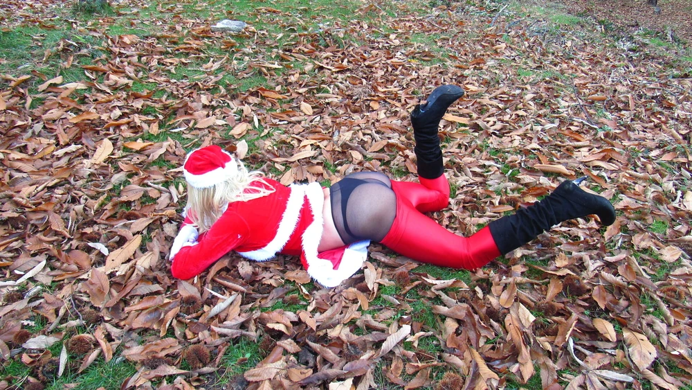 Shy snowflake shows off her ass in stockings. #49