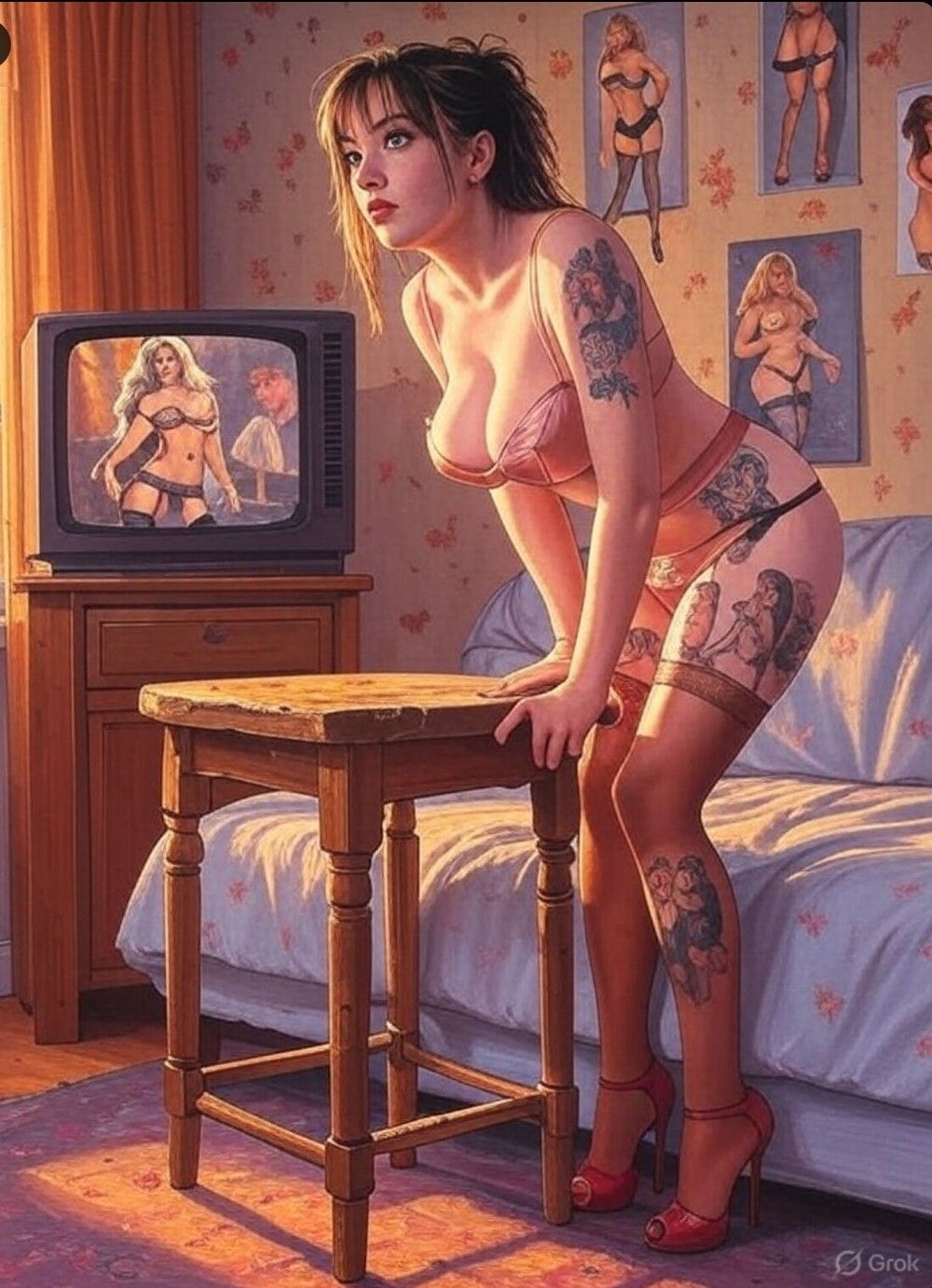 Pixwhores Experimental: Red Shoes, Tattoos & Stockings #53