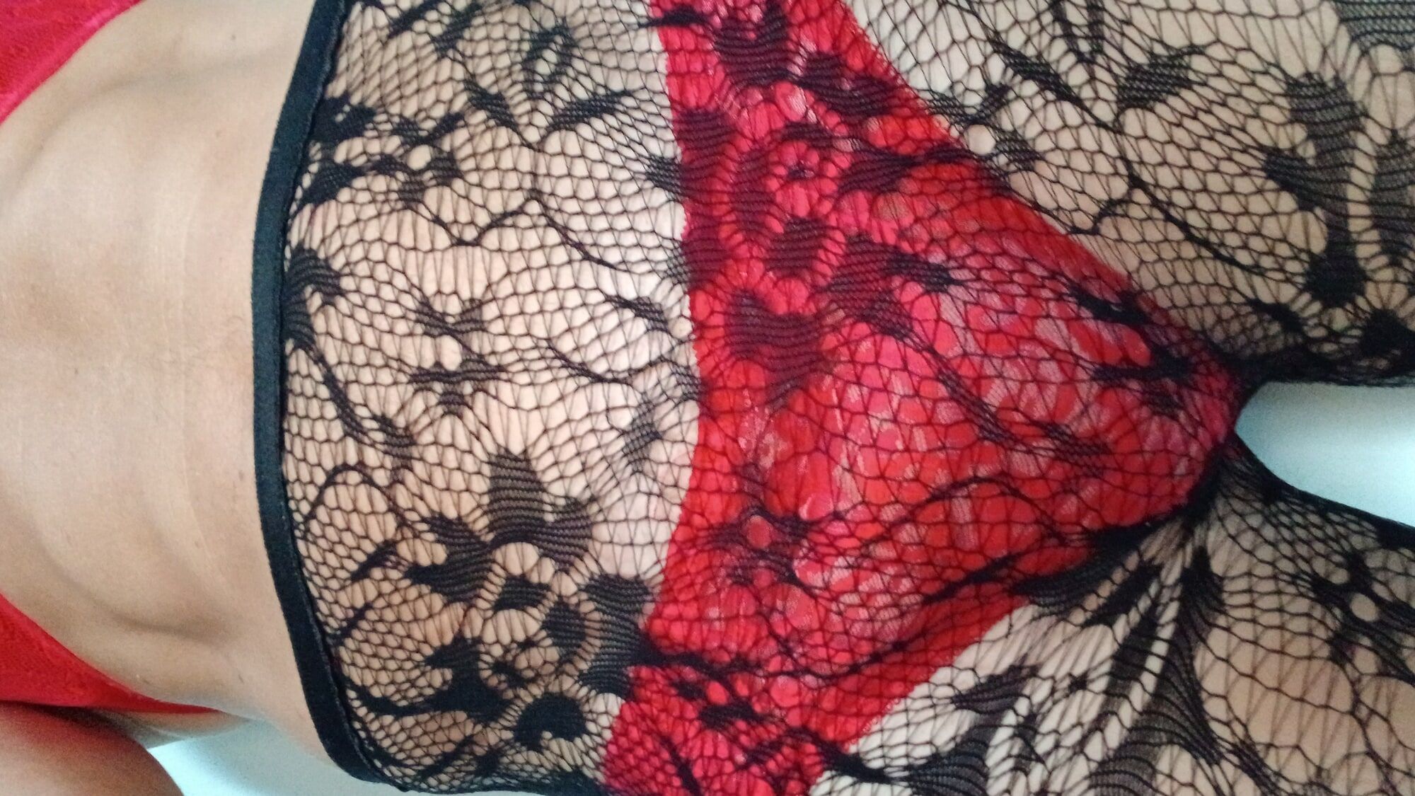 Black stoking red pantie  #38