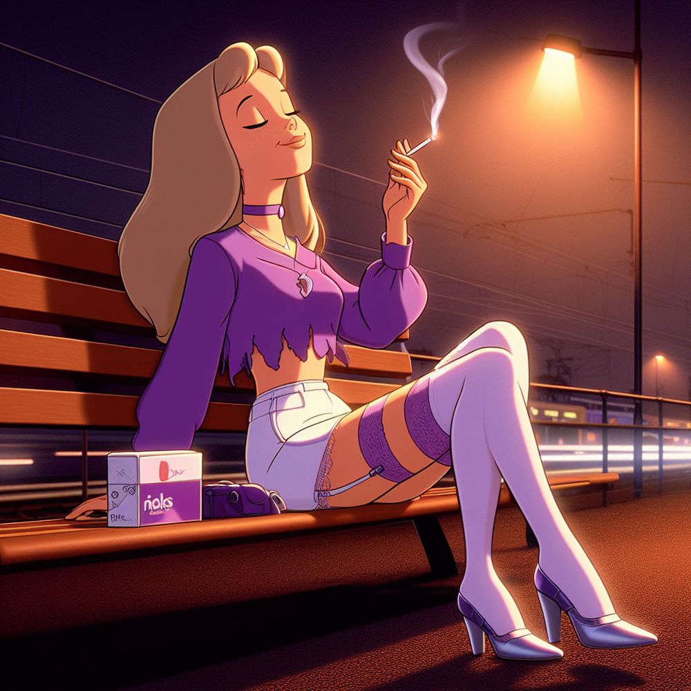 Purple Stockings Smoking. #57