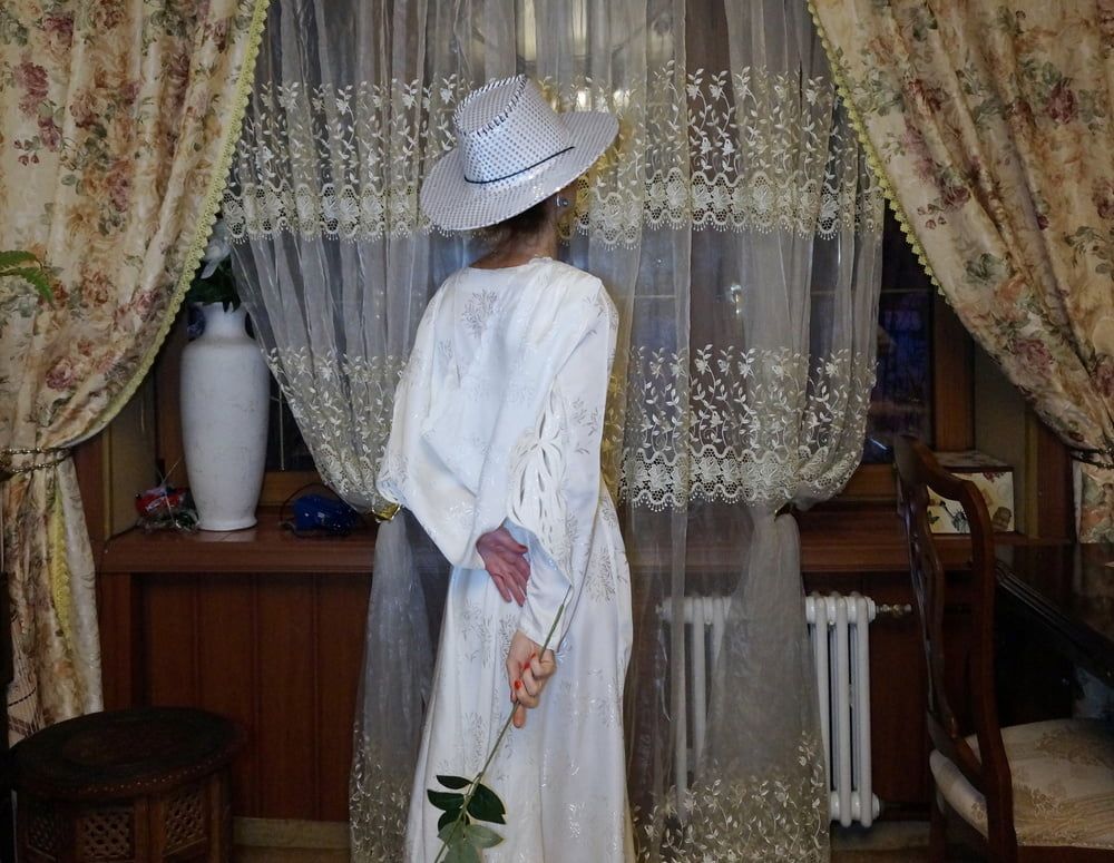 In Wedding Dress and White Hat #30