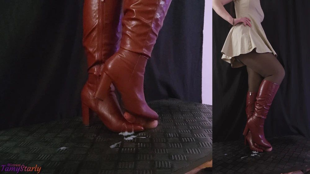 Landlady Trampling Your Cock in Red Boots #12