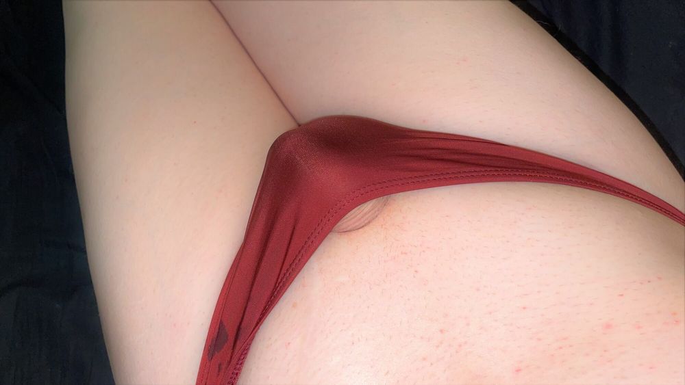 My cock in red thong #29