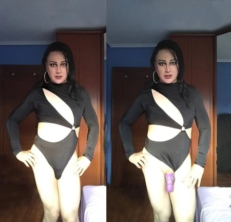 sissy taniax in sexy black body         