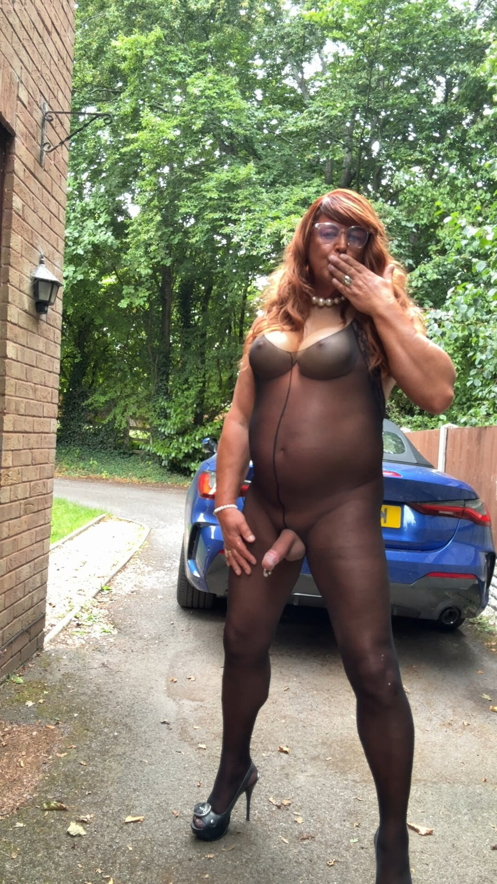 Sexy Crossdresser kellycd2022 in black catsuit and heels  #47