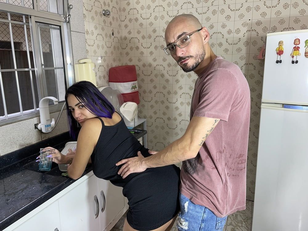 Husband making his wife cum in the kitchen #12