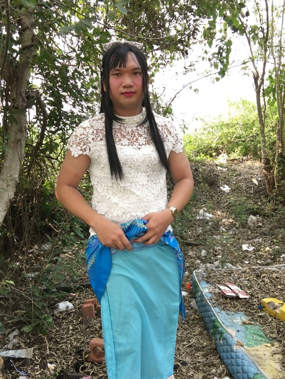 Thailand  blue dress set ladyboy #45