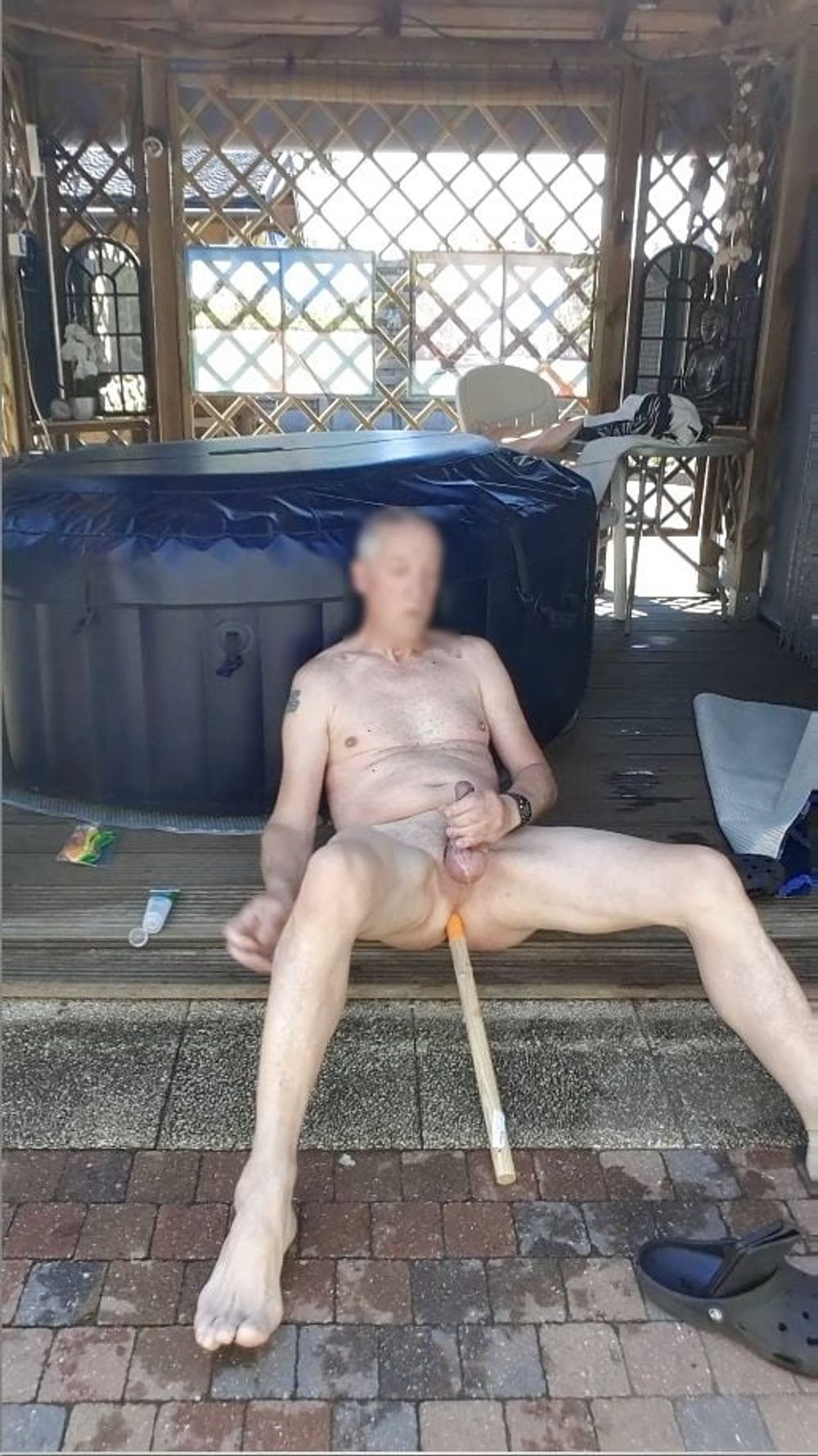 exhibitionist jerking outdoor with pole in my ass cumshot #9