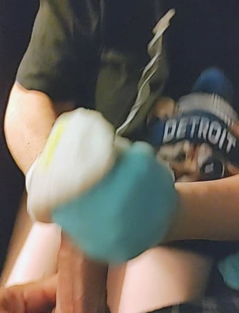 White & Blue Ankle SockJob Sock Handjob Cumshot