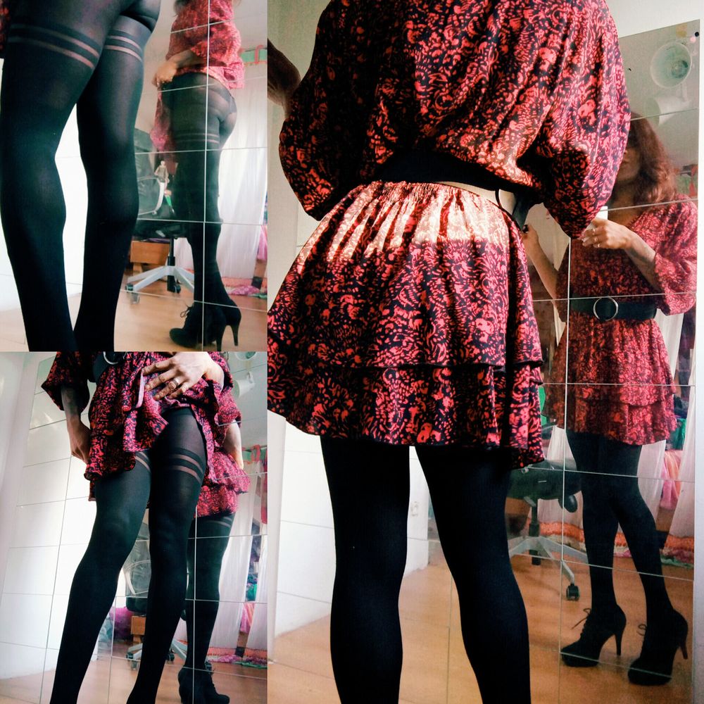 Trans woman dress in high heels &amp; pantyhose  #4