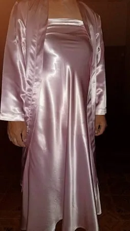 crossdress in nightgown satin         