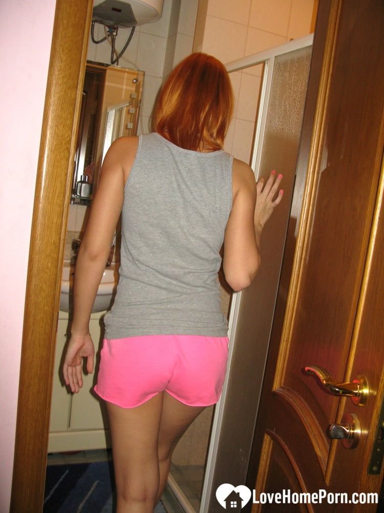Redhead taking some hot selfies before showering #12