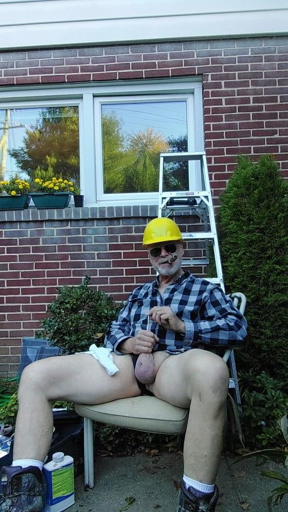 Construction dad inspecting windows #19