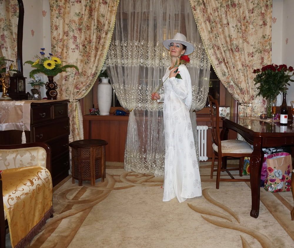 In Wedding Dress and White Hat #35